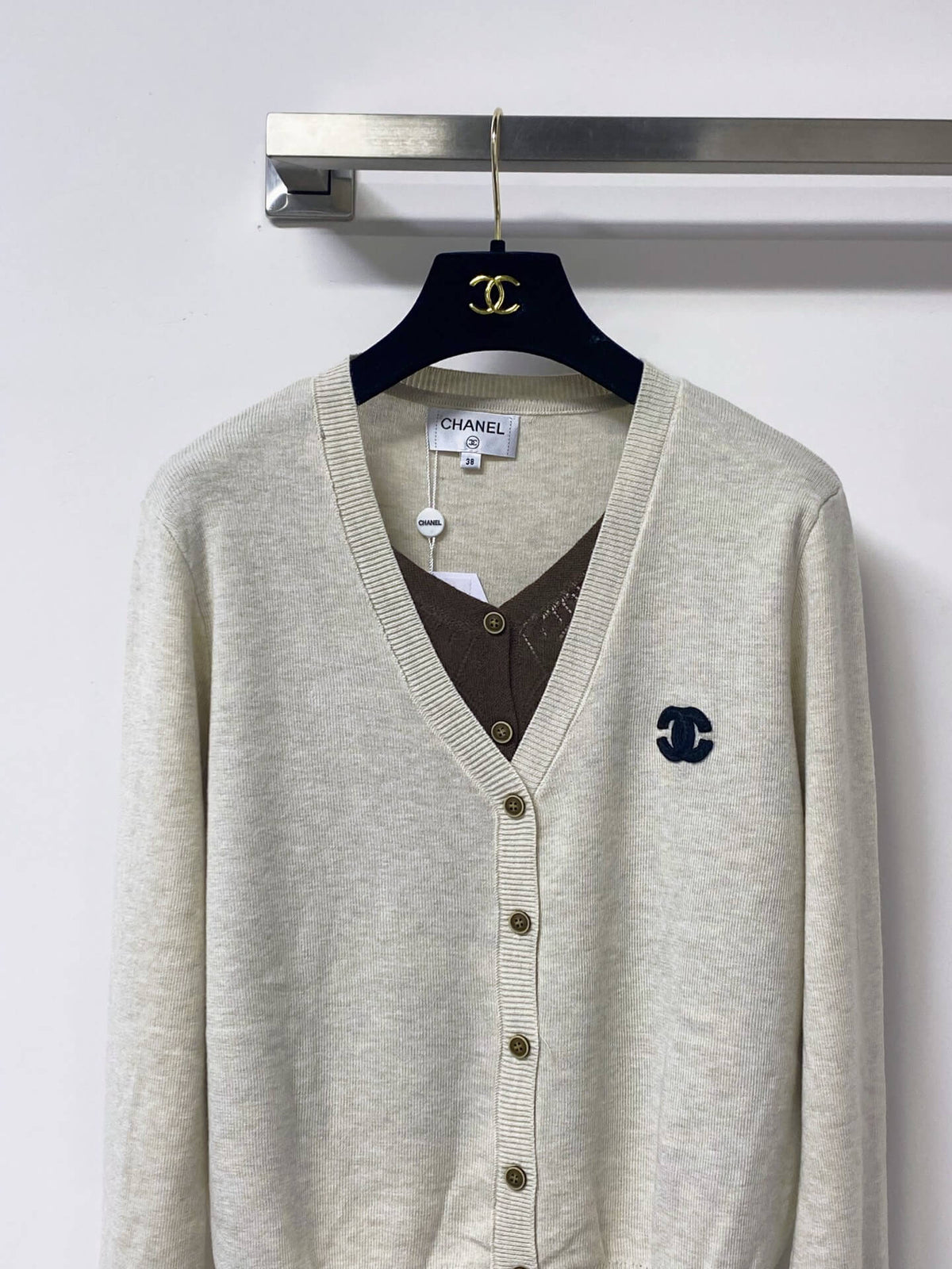 Contrast Fake Two Piece Cardigan