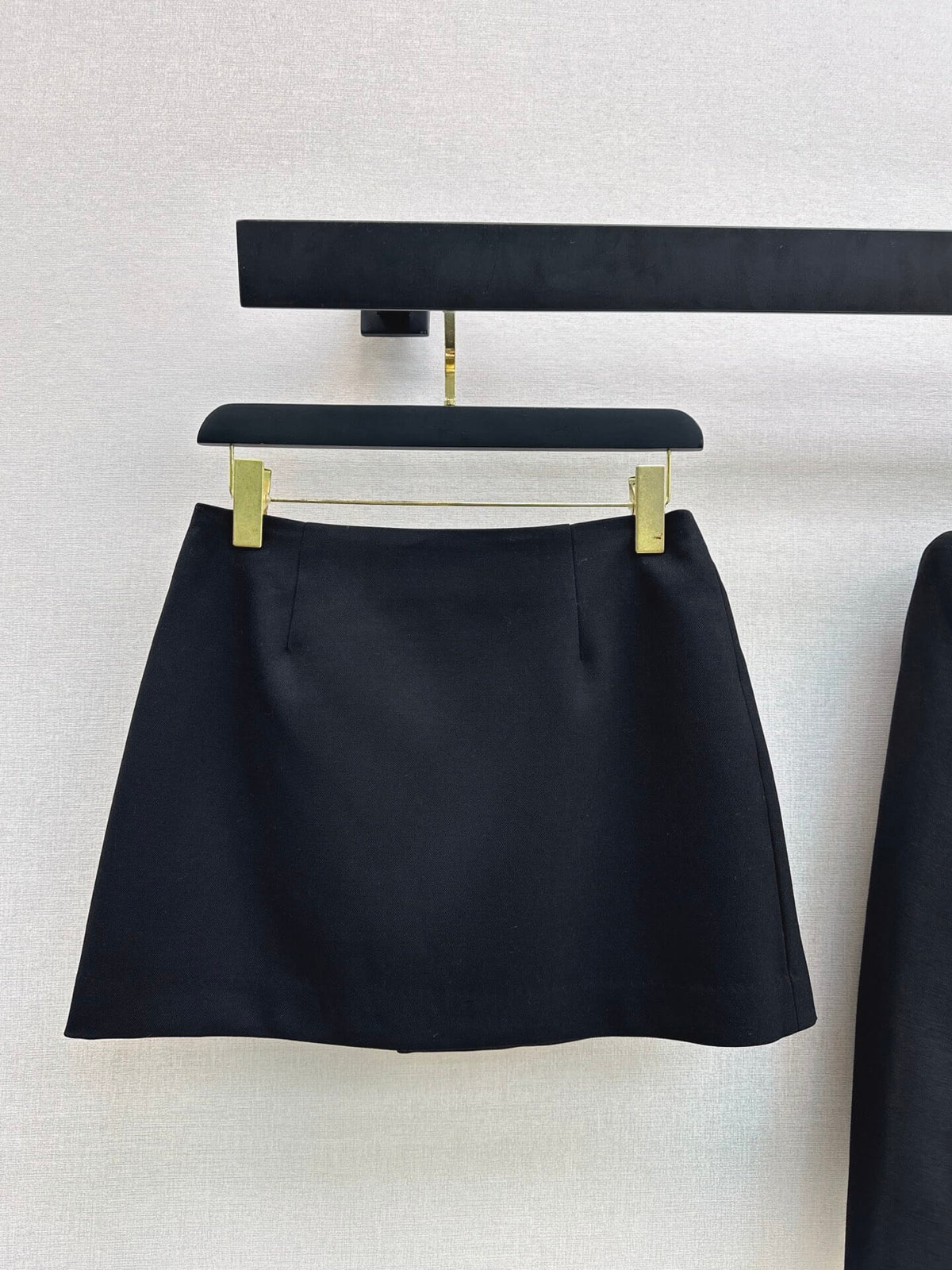 Black Stand Collar Jacket Skort Set