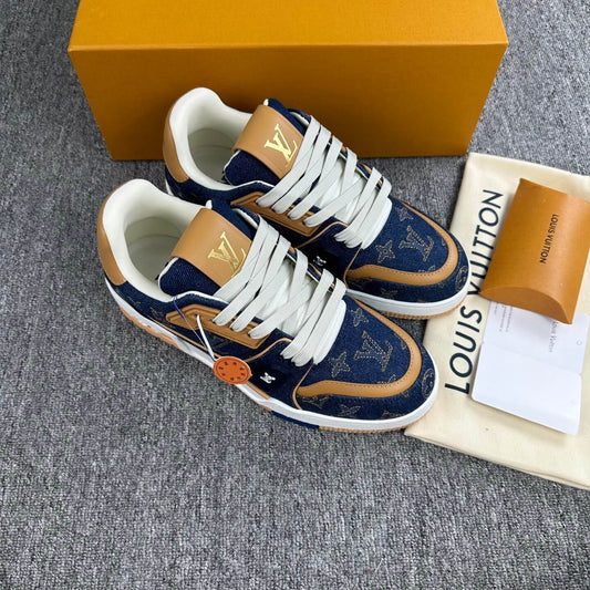 Denim Blue Embroidered Sneakers