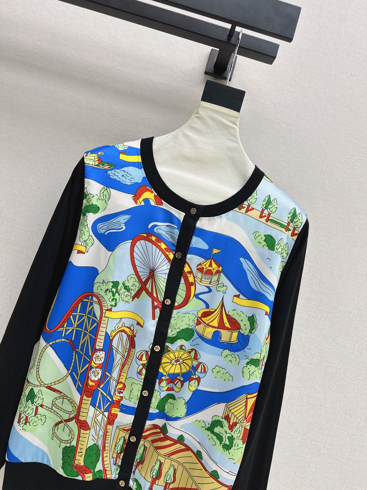 Ferris Wheel Print Spliced Cardigan