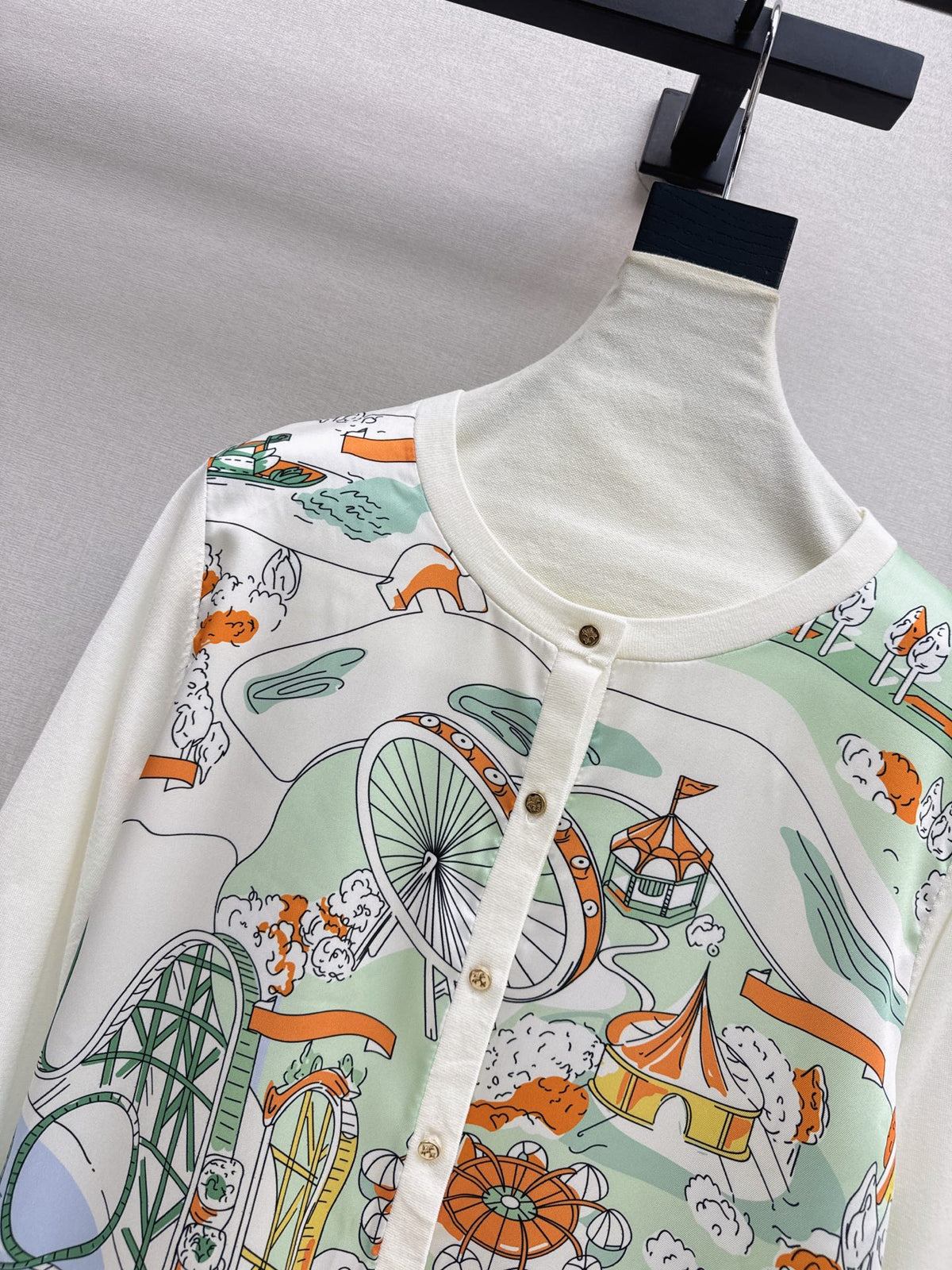 Ferris Wheel Print Spliced Cardigan