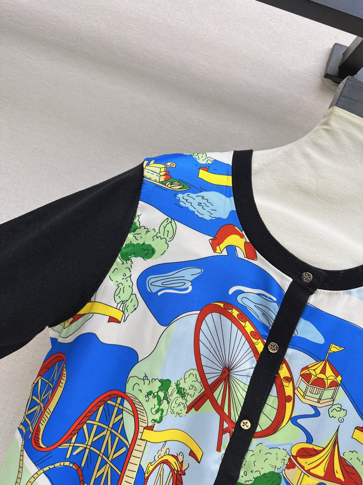 Ferris Wheel Print Spliced Cardigan