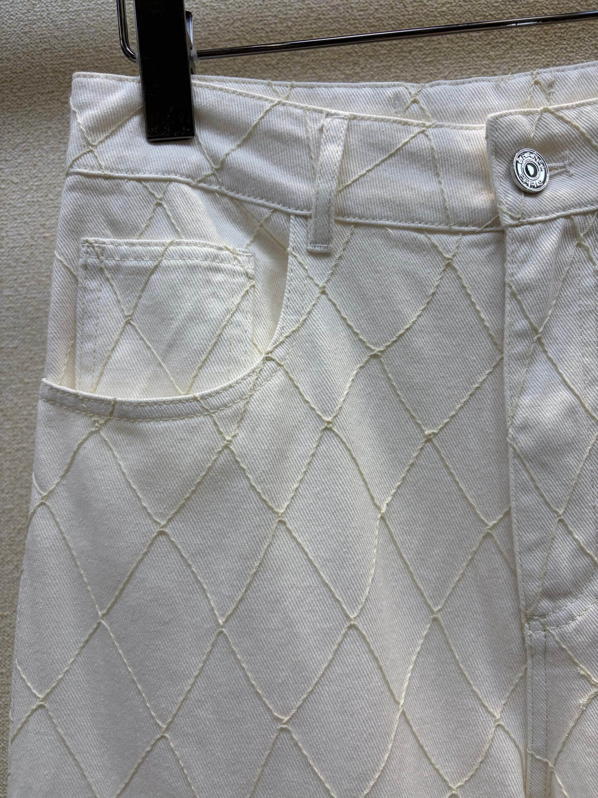 Diamond Stitch Wide Leg Jeans