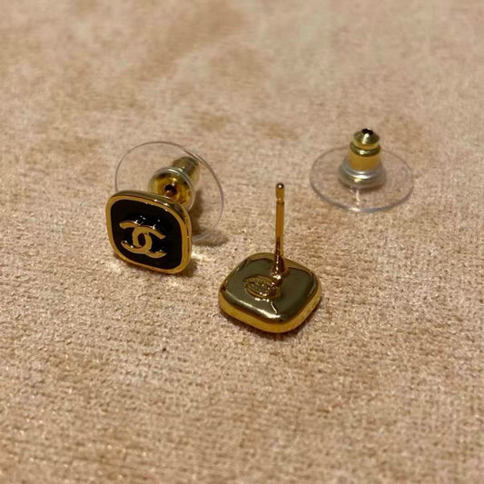 Black-Gold Block Earrings