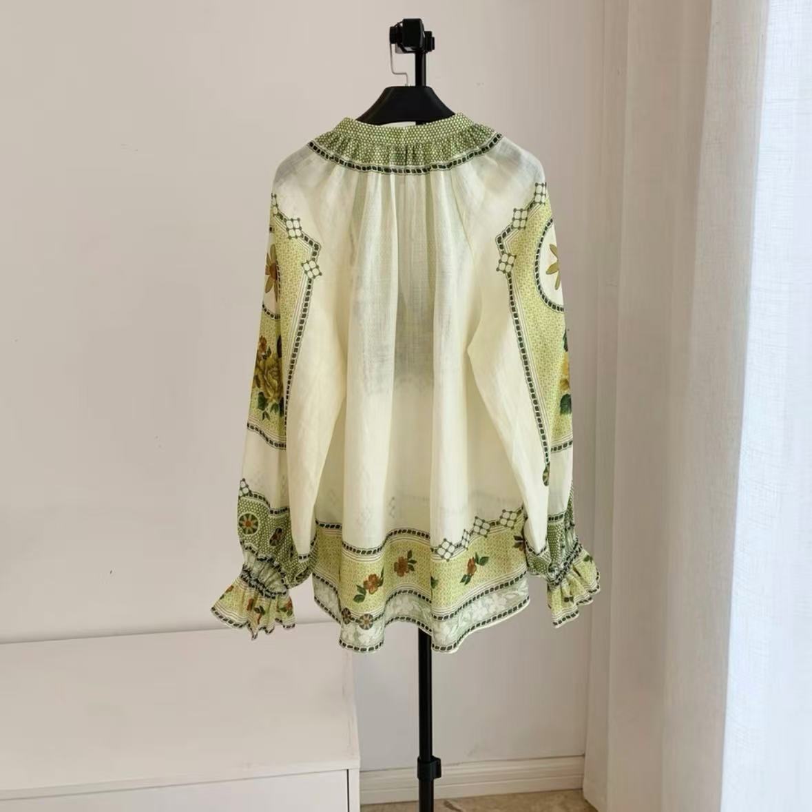 Resort Ramie Shirt and Wide-Leg Pants Set