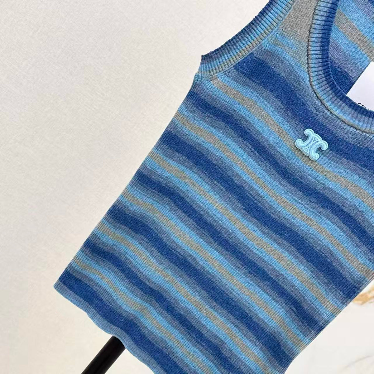 Lyocell Striped Knit Vest