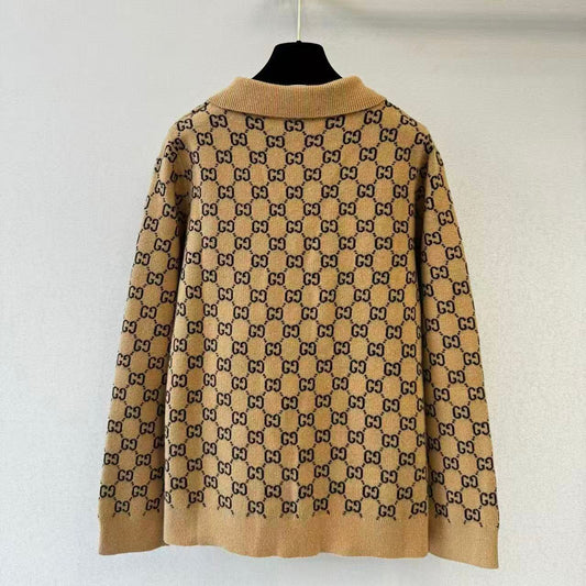Retro Full-Print Sweater Coat