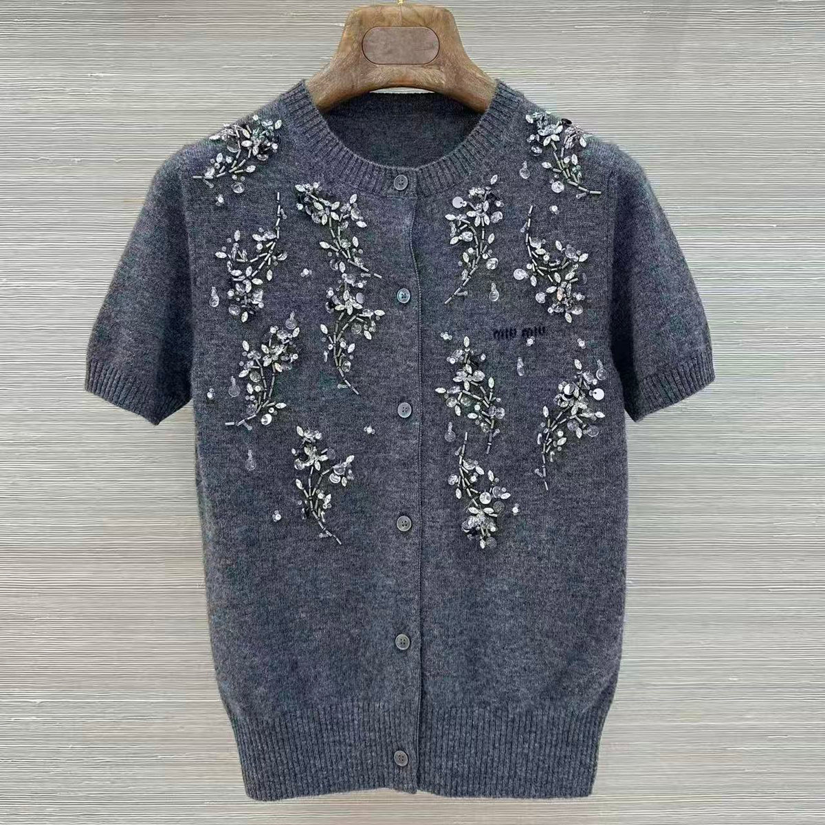 Intricate Beadwork Cashmere Top
