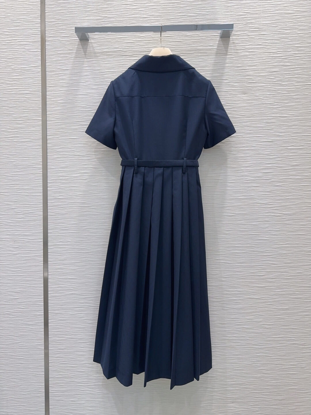 Belted Pleated Shirt Midi Dress