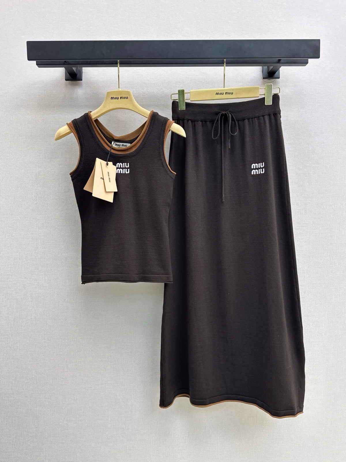 Contrast Trim Logo Tank and Midi Skirt Set
