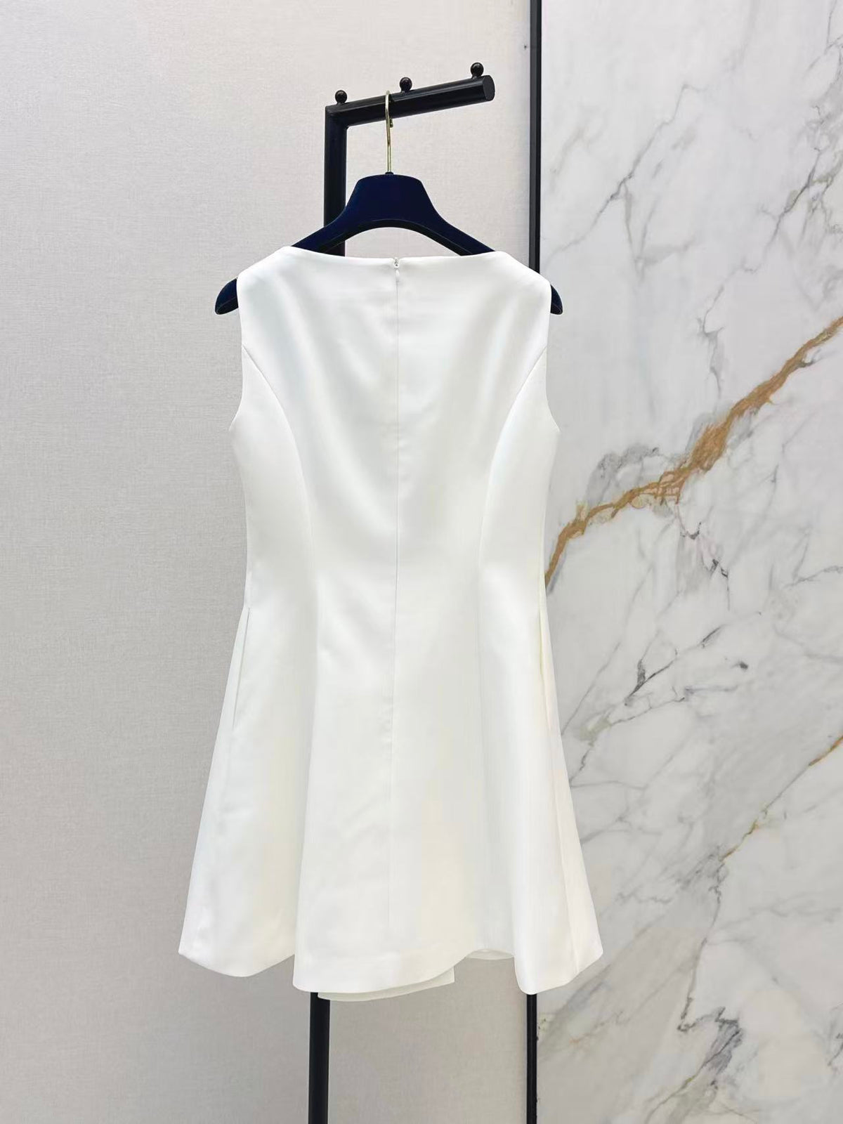 Gold Button Sleeveless Dress