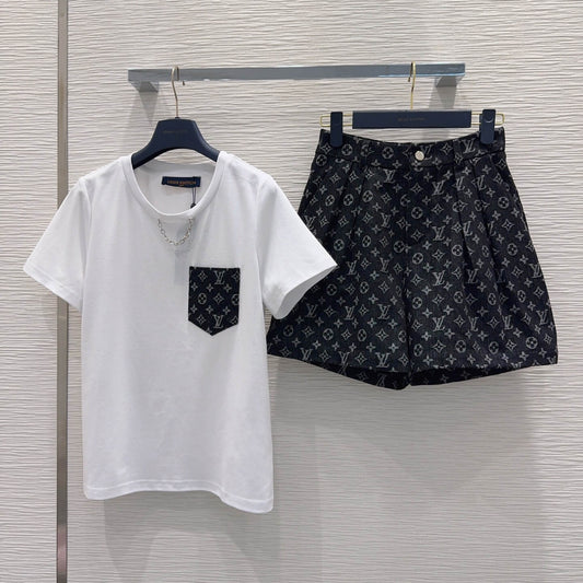 Monogram Pocket Tee Short Set