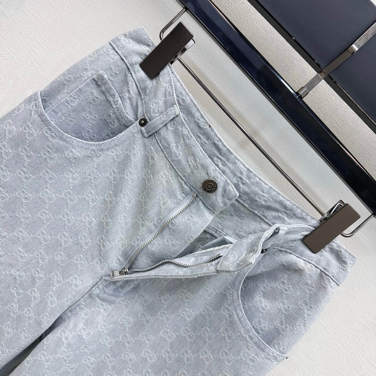 All Over Monogram Denim Vest and Jeans Set