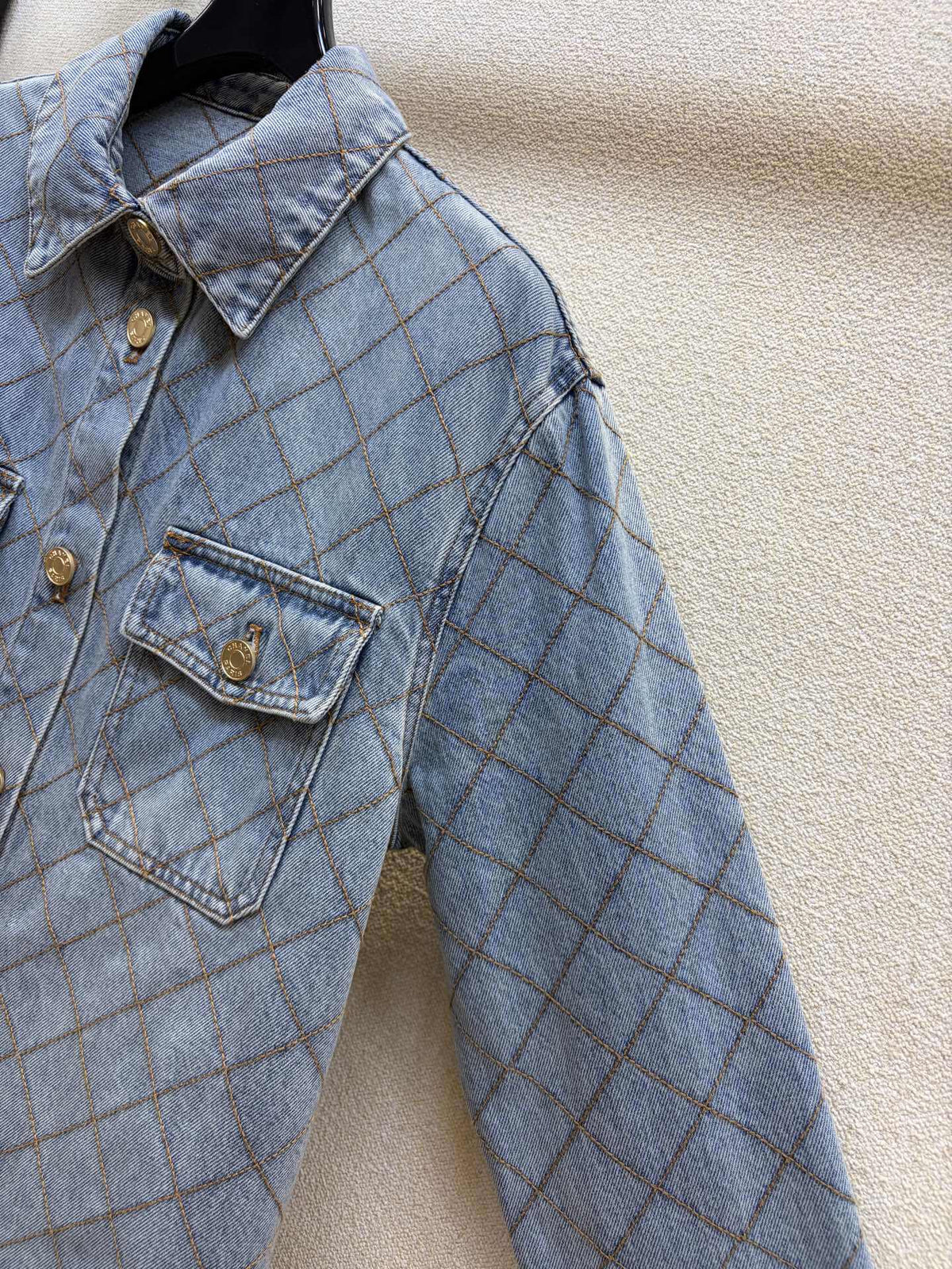 Diamond Stitch Denim Shirt Jacket