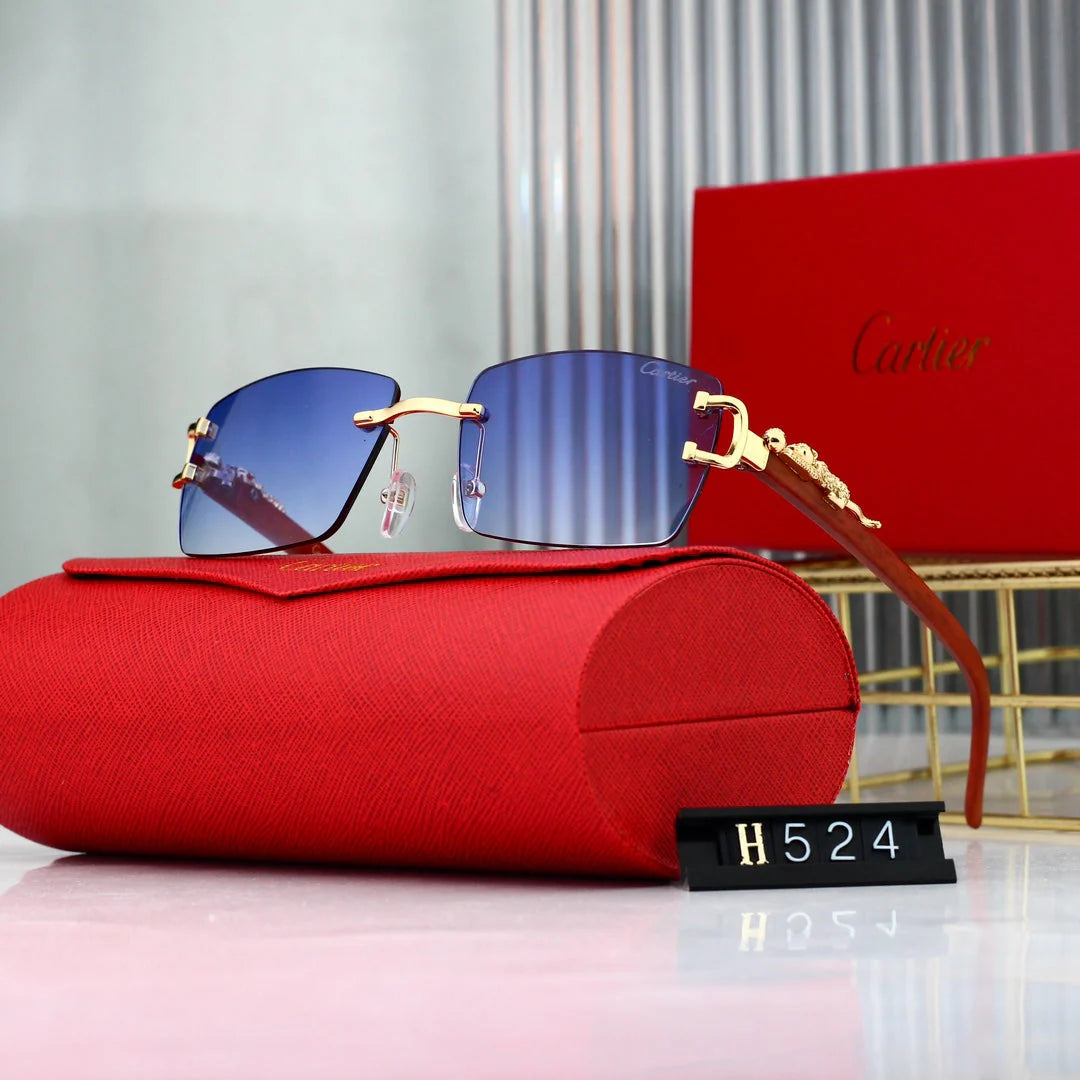 Leopard-print Frameless Vintage Sunglasses