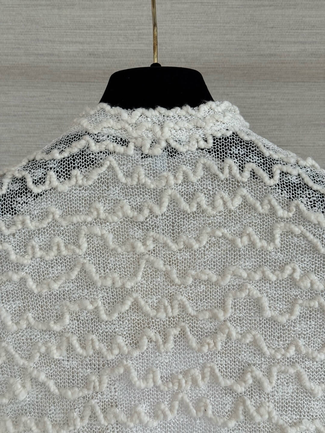 Wavy Textured Mesh Knit Cardigan