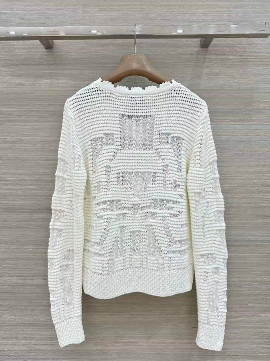 Openwork Jacquard Knit Cardigan