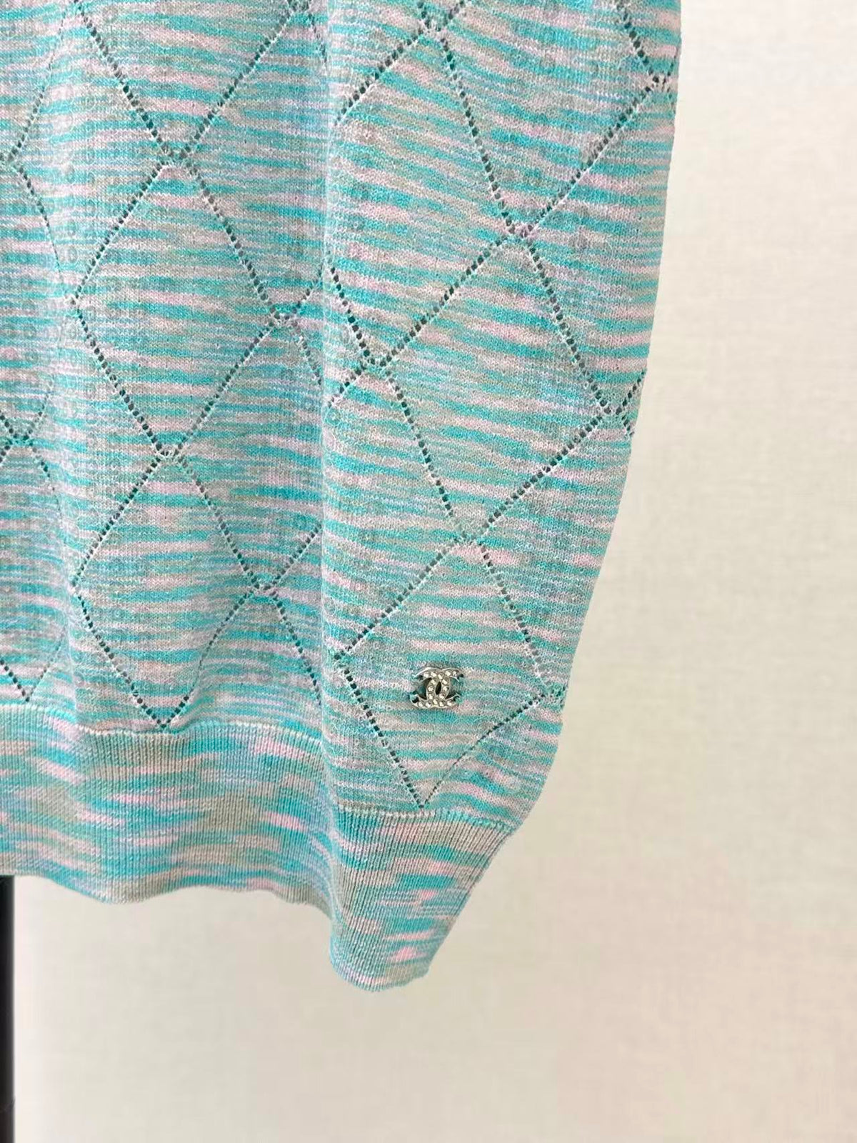 Yarn Diamond Pattern Short Sleeve