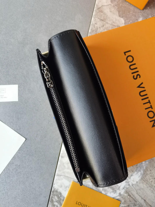 Black Embossed Long Wallet