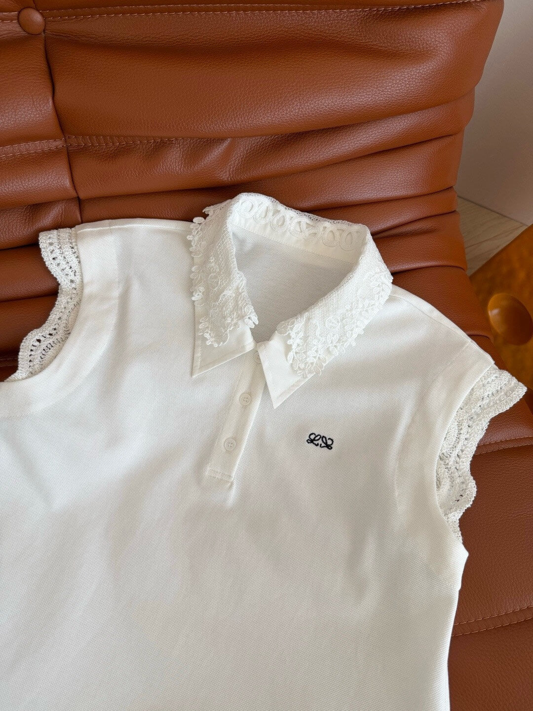 Lace Collar Sleeveless Polo Mini Dress