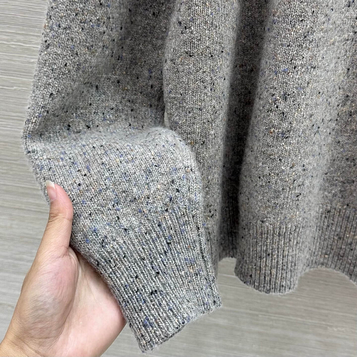 Loose Speckled Heather Crew Neck Knit Top