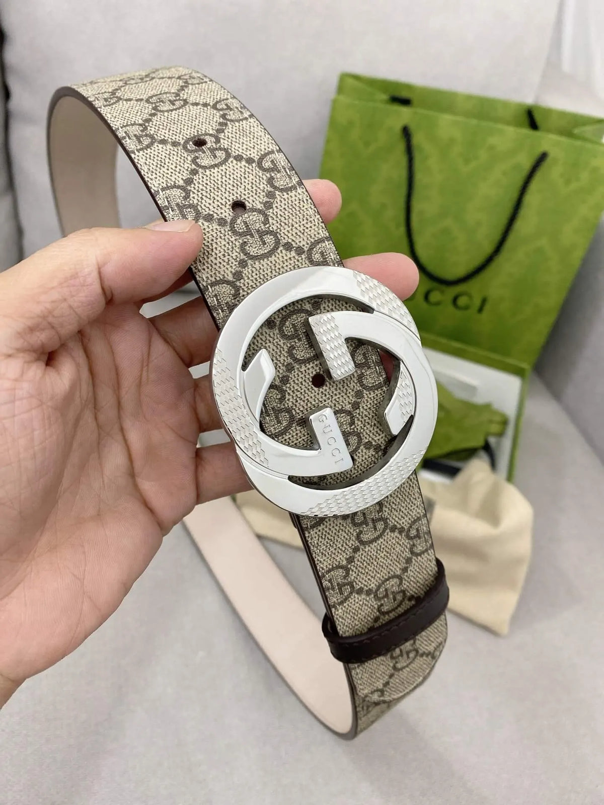 Trendy Monogram Webbing Belt with Metal Buckle