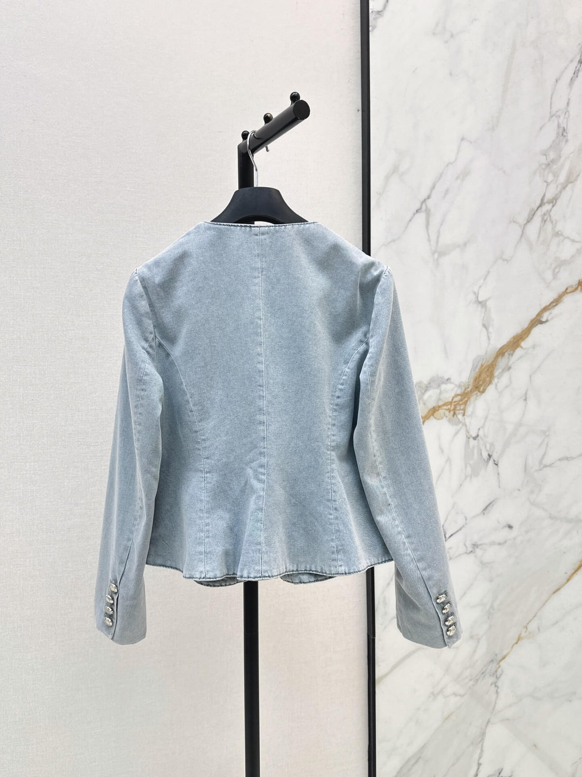 Commute Elegant Denim Jacket Skirt Set
