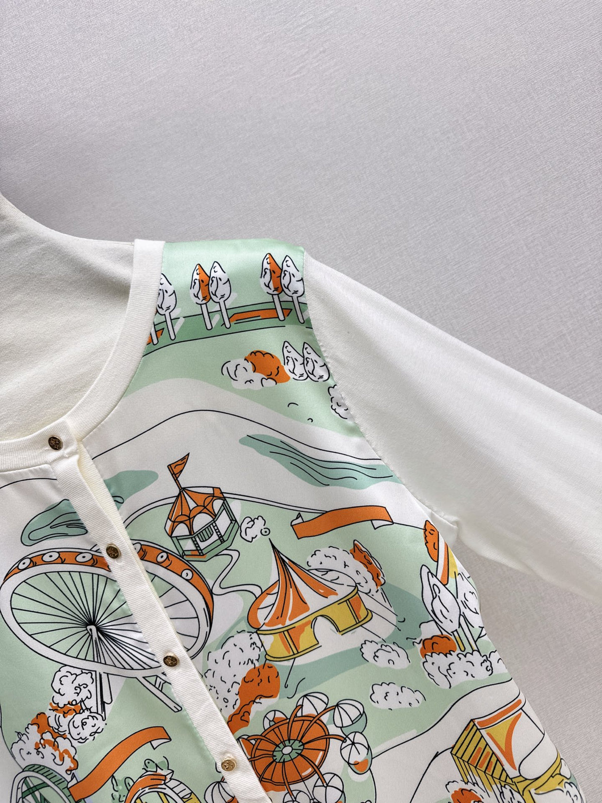Ferris Wheel Print Spliced Cardigan