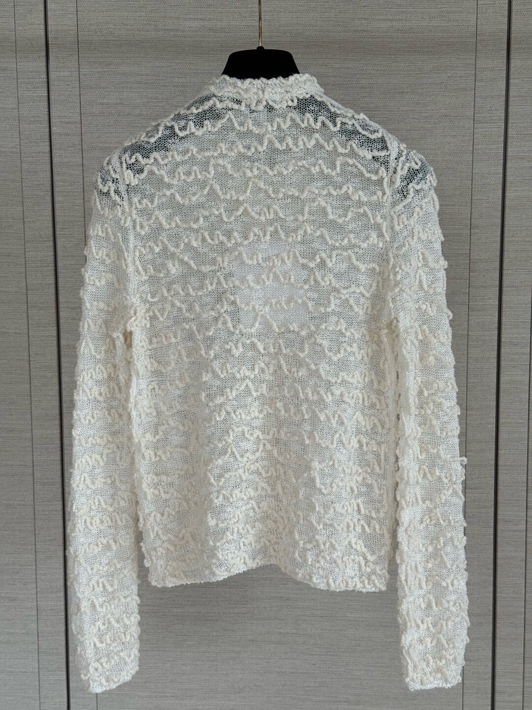 Wavy Textured Mesh Knit Cardigan