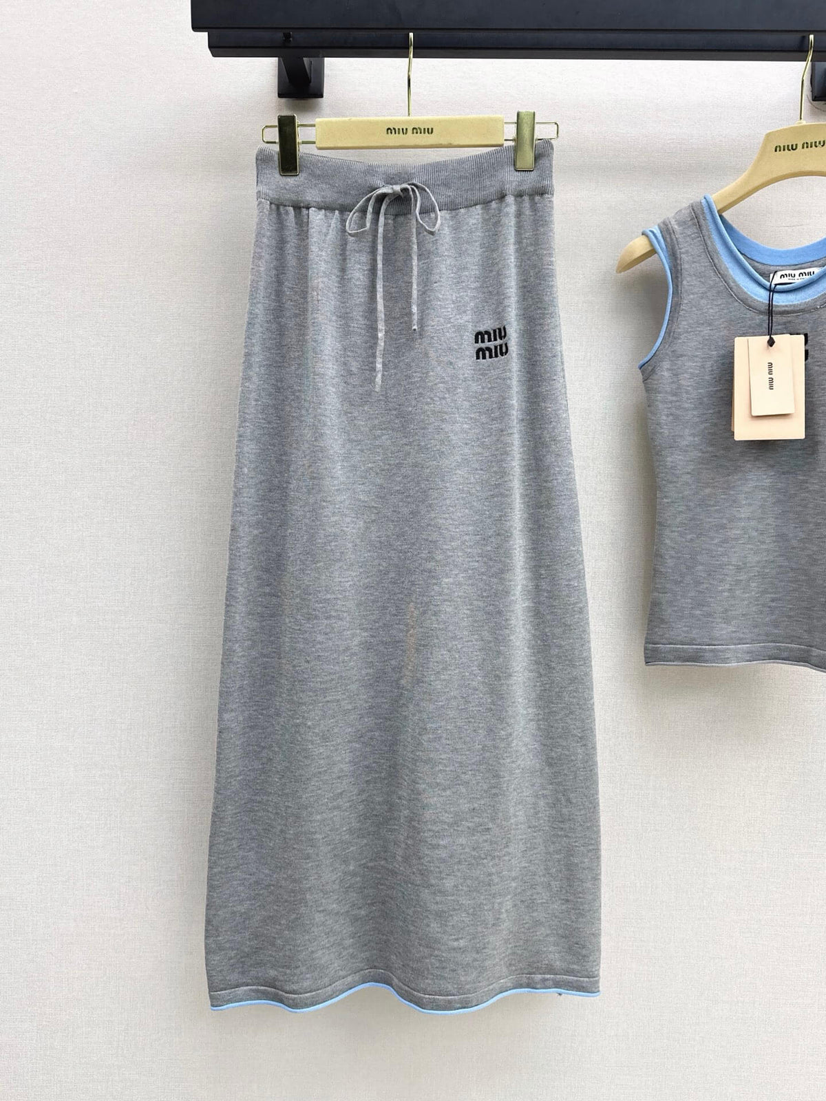 Contrast Trim Logo Tank and Midi Skirt Set