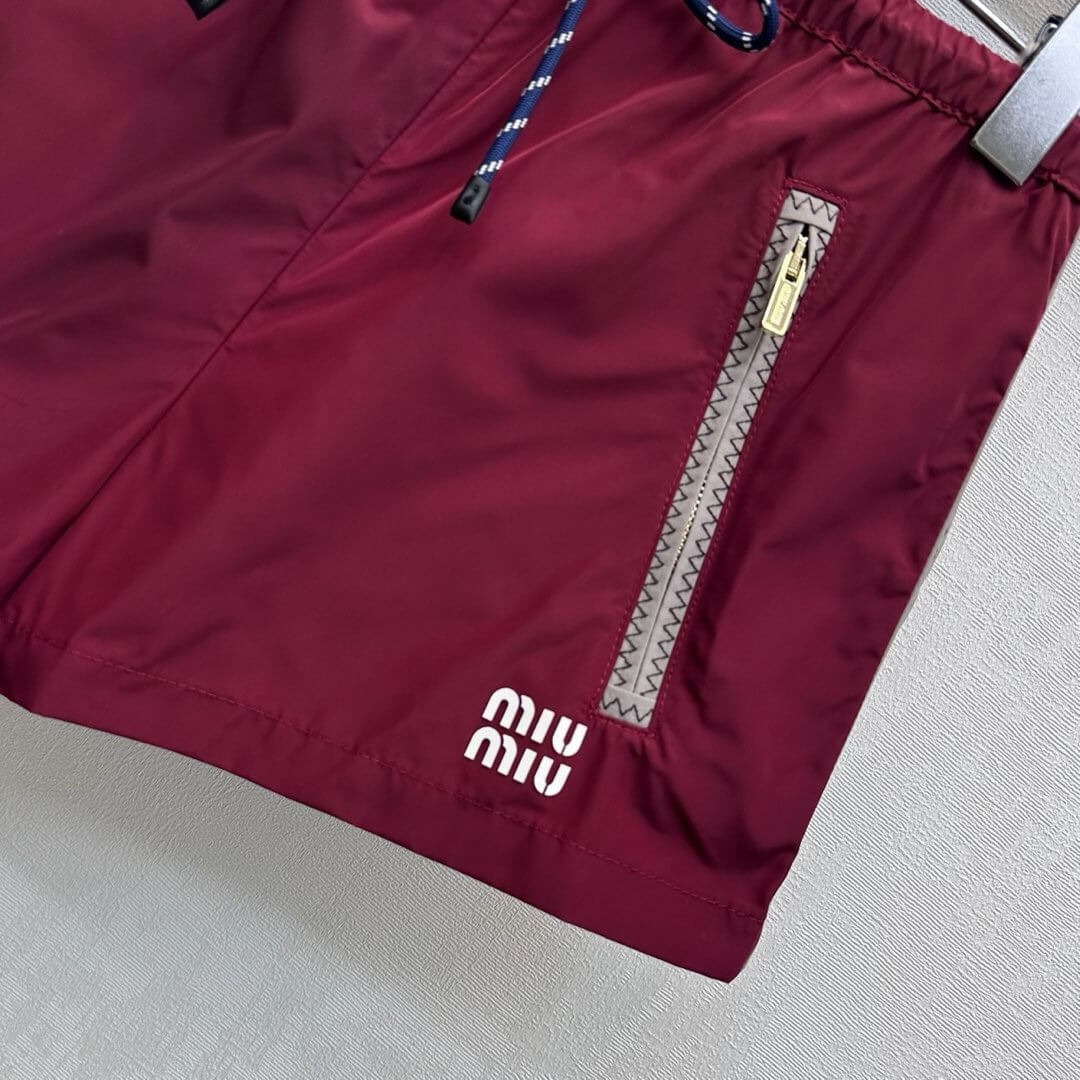 Burgundy Nylon Casual Sports Matching Set