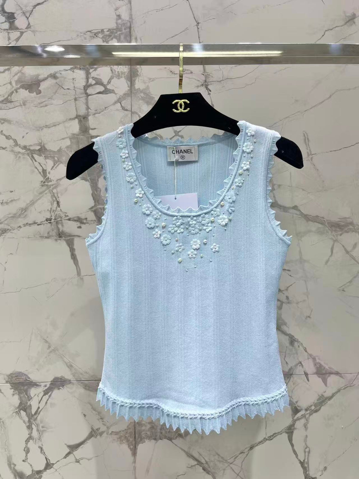 Embellished Floral Knit Vest