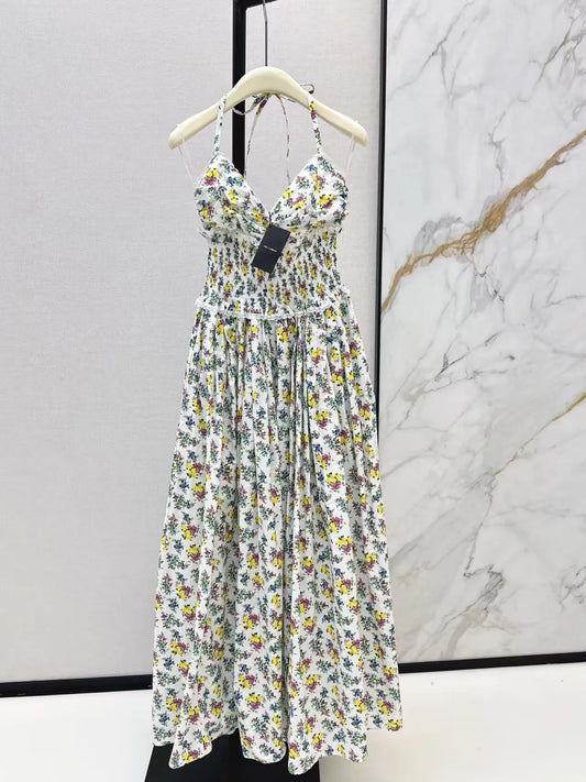 Floral Bandeau Halter Dress