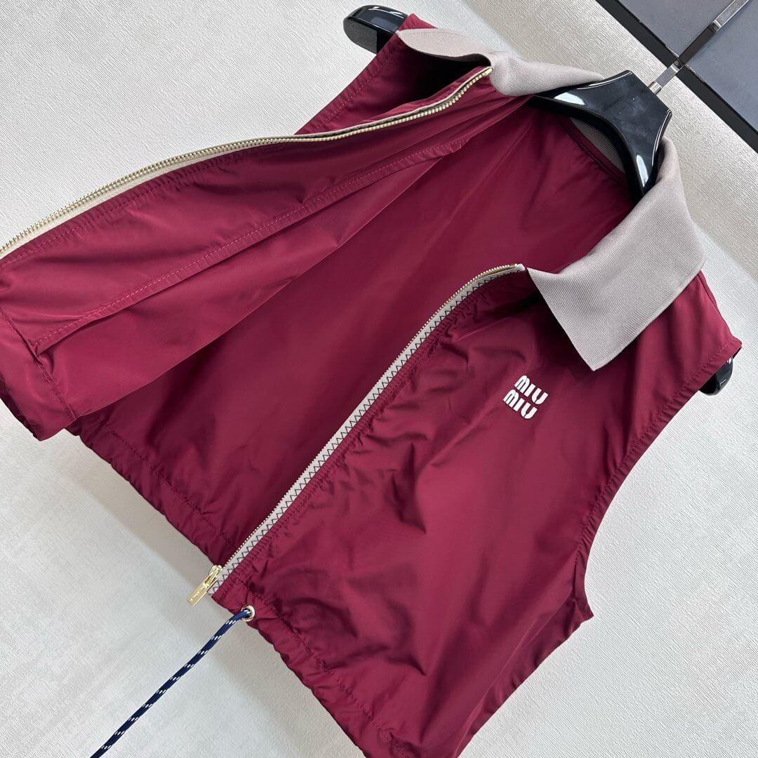 Burgundy Nylon Casual Sports Matching Set