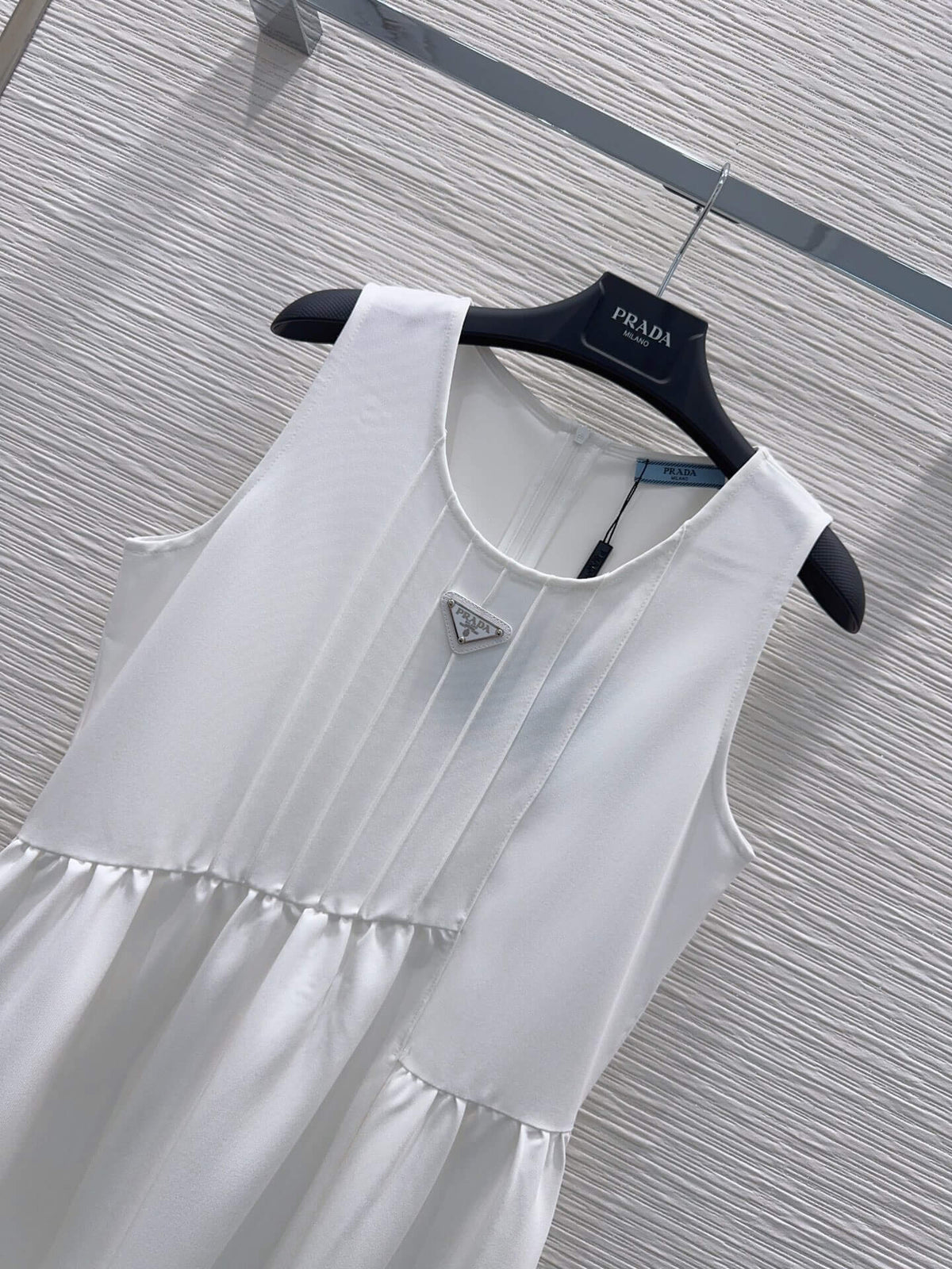 Triangle Badge Pleated Bust Tank Midi Dress