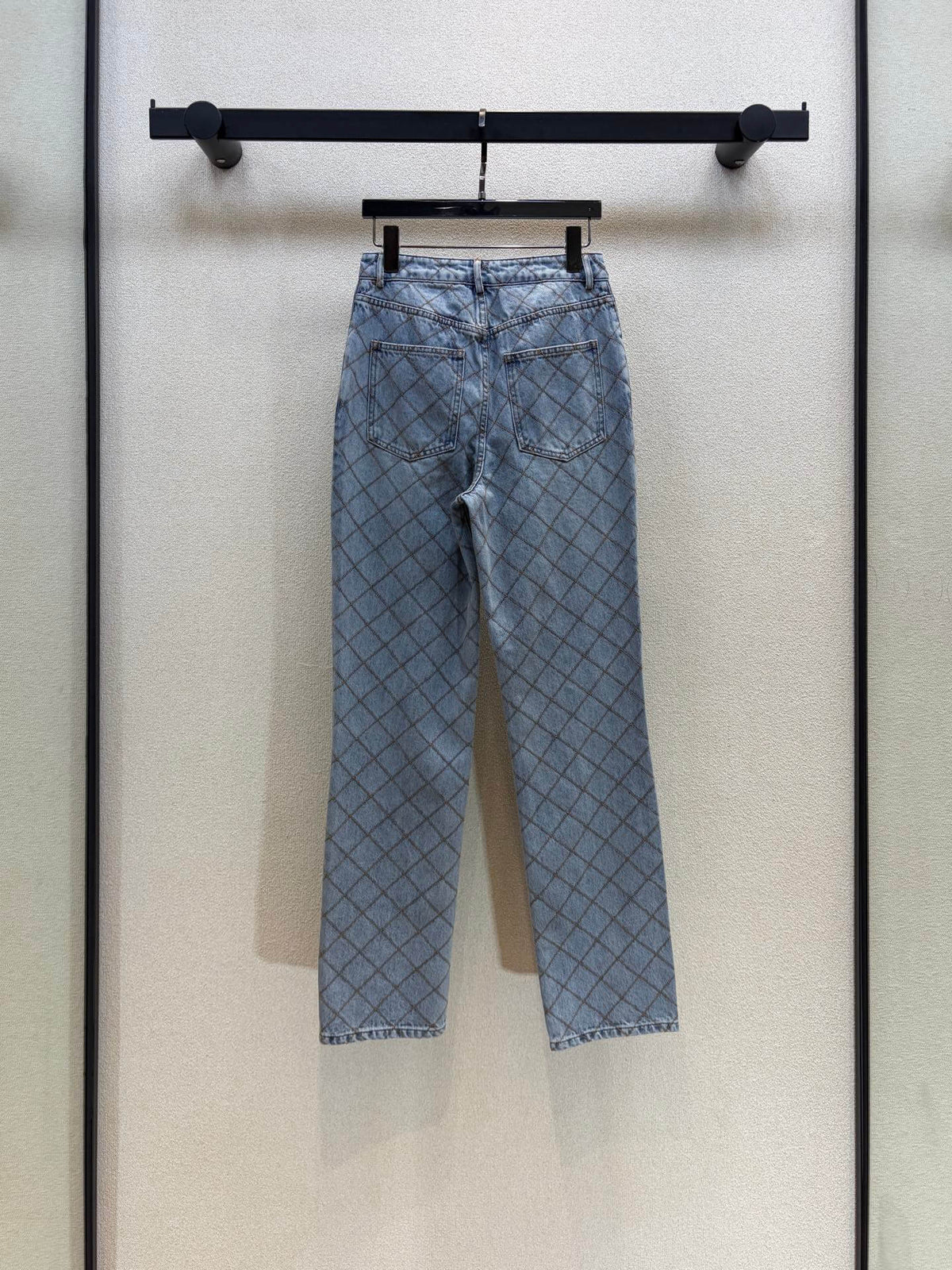 Rhombus Pattern Denim Pants