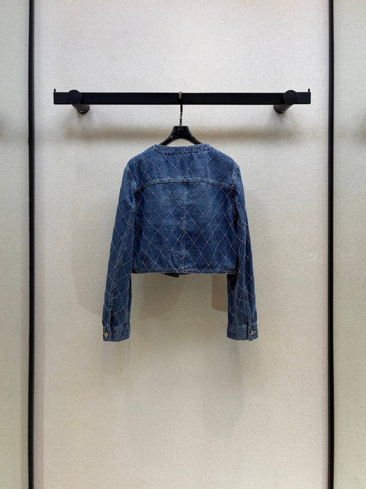 Diamond Stitch Cropped Jacket