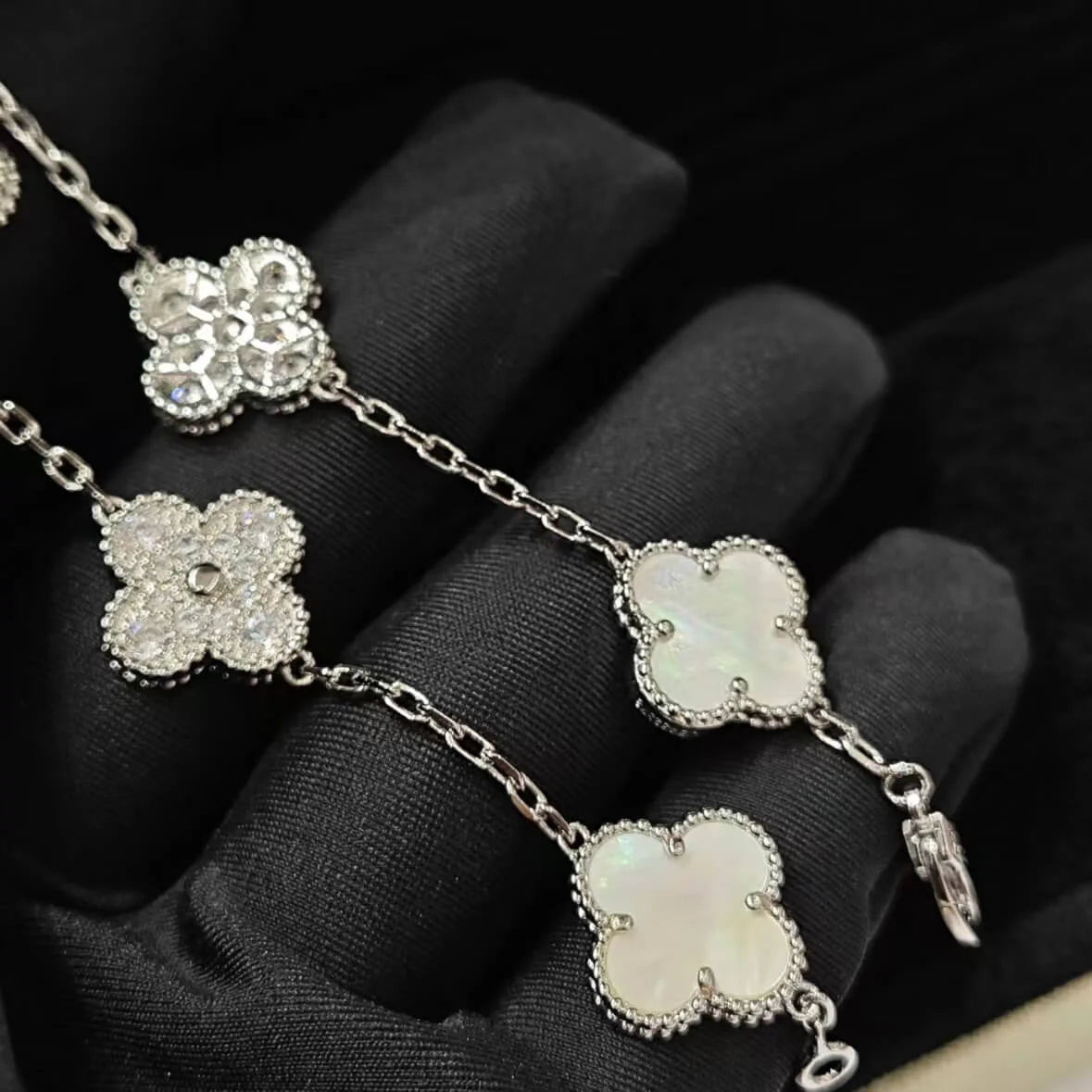 Classic Five-Strand Mother-of-Pearl & Diamond Patch Bracelet