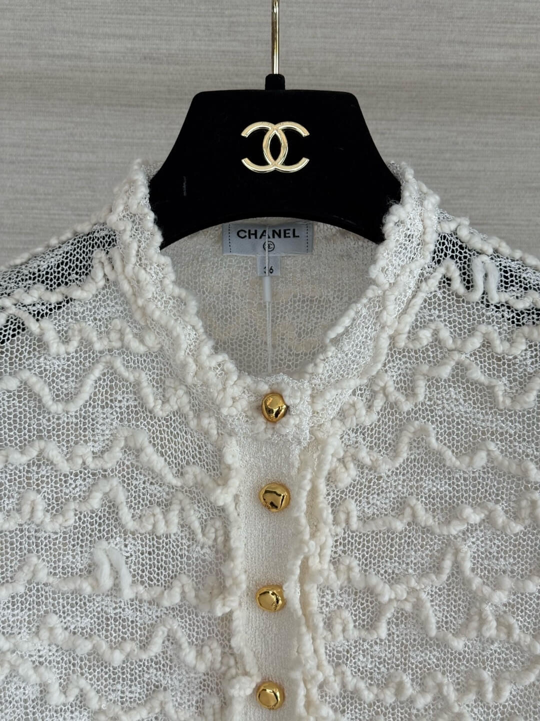 Wavy Textured Mesh Knit Cardigan