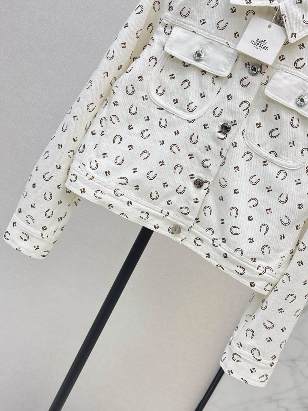 Button Front Printed Crop Jacket