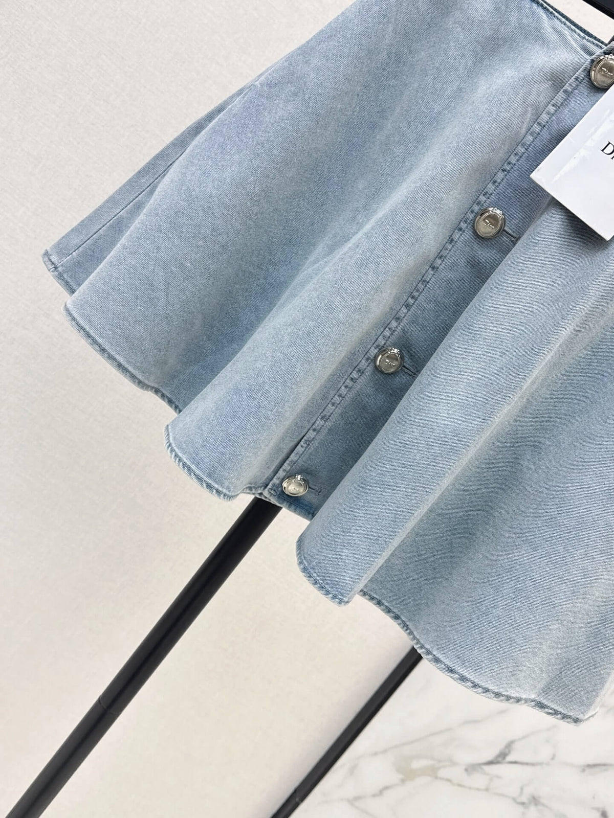 Commute Elegant Denim Jacket Skirt Set