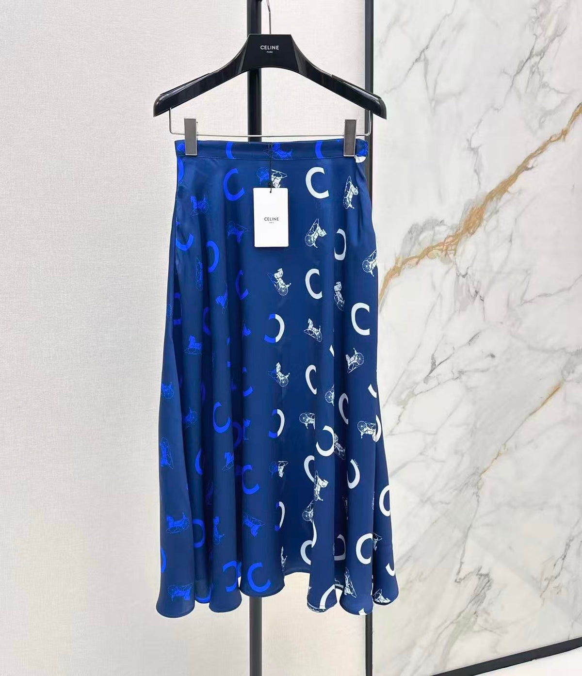Satin Carriage Print Skirt