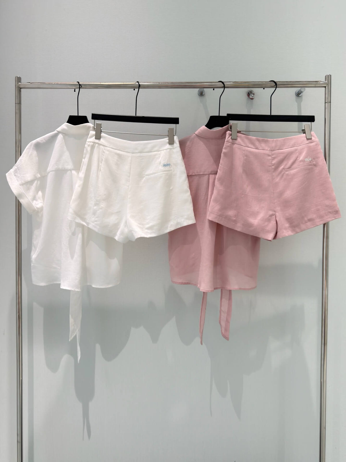 Tie Hem Shirt Skort Two-Piece Set