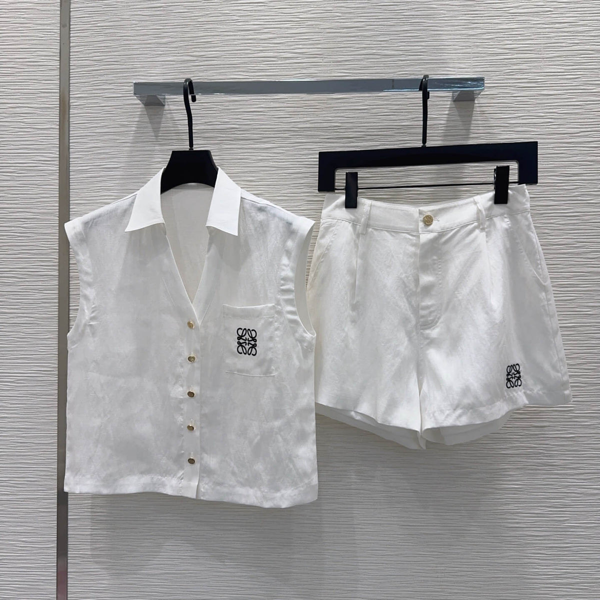 Embroidery Vest Shorts Matching Set