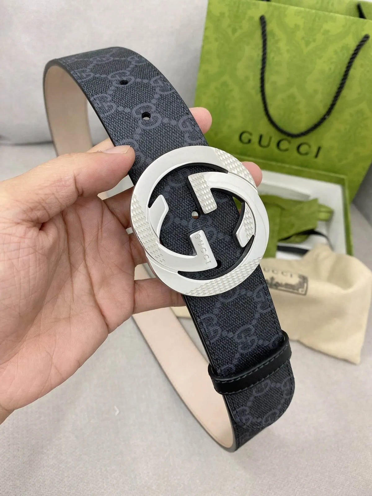 Trendy Monogram Webbing Belt with Metal Buckle