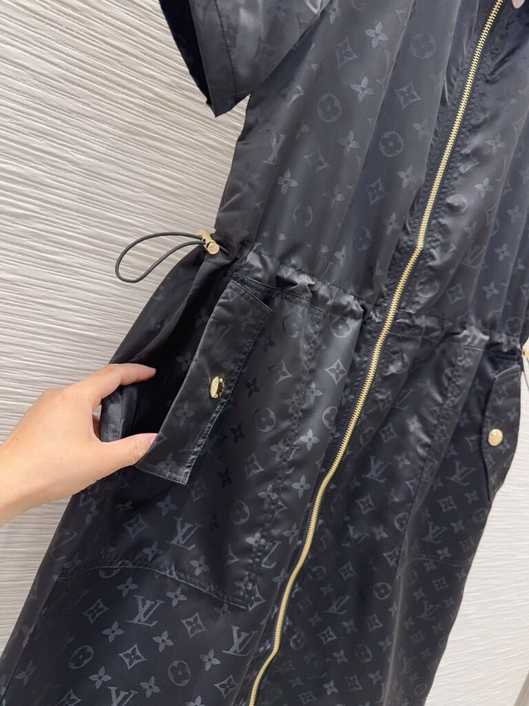 Jacquard Drawstring Zip Dress