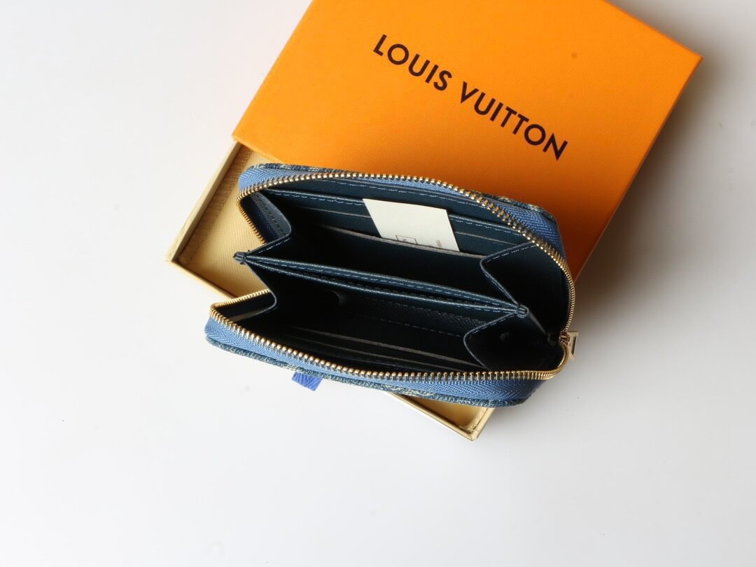 Denim All-Over Print Zip-Around Wallet