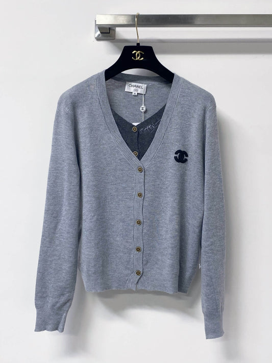 Contrast Fake Two Piece Cardigan