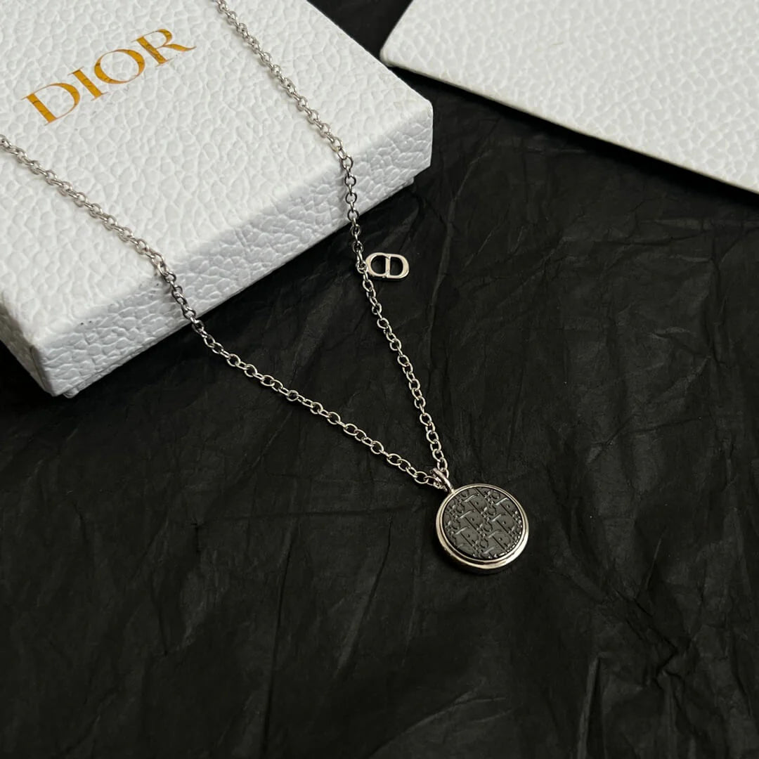 Vintage Brass Round Pendant Necklace