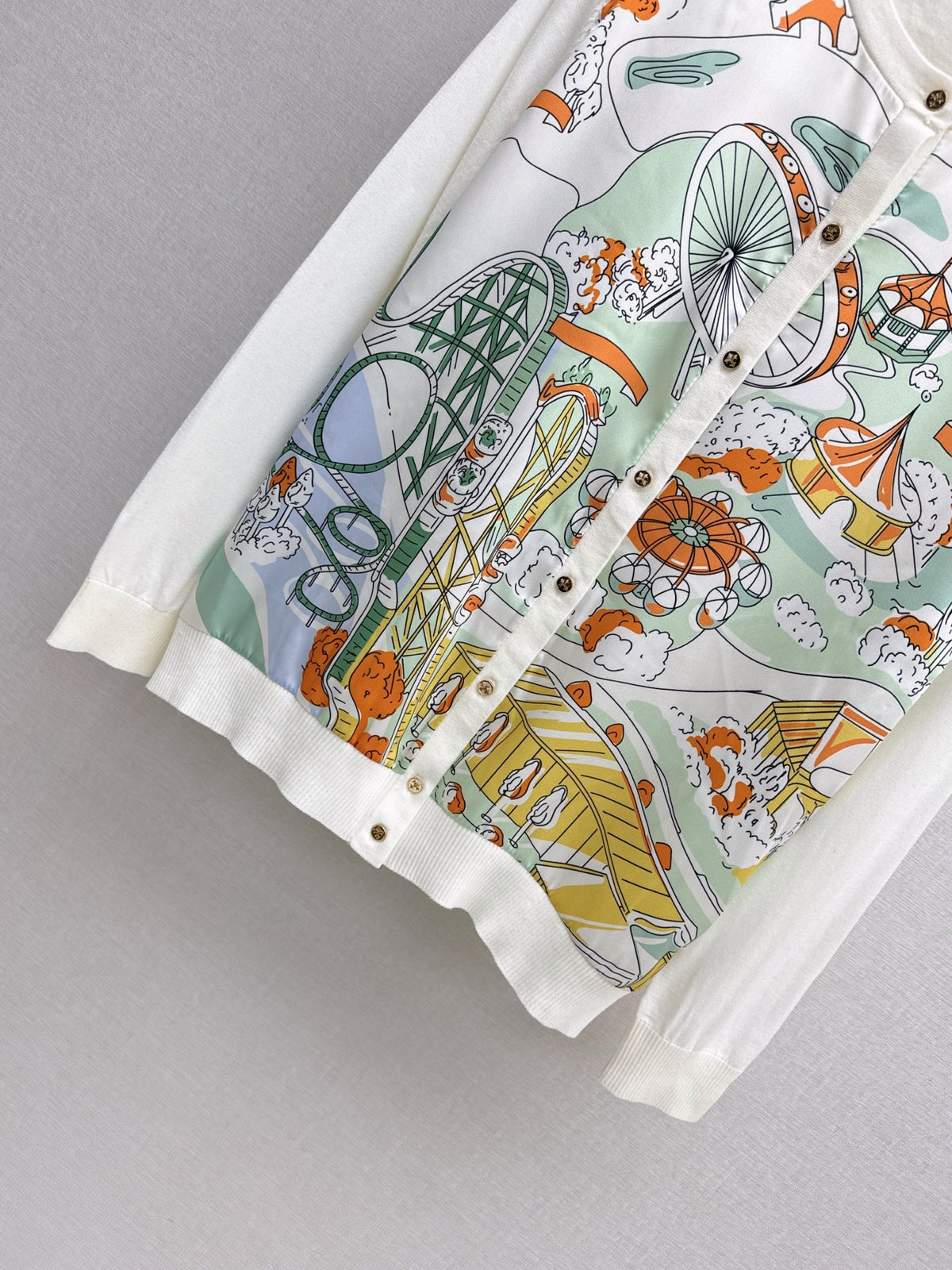 Ferris Wheel Print Spliced Cardigan